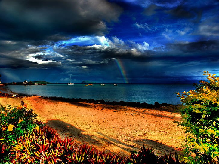 pelangi menakjubkan pelangi menakjubkan Alam Pantai Seni HD, menakjubkan, pelangi, Wallpaper HD