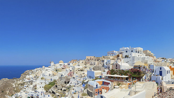 サントリーニ島、ギリシャ、海、島、島、サントリーニ島、ギリシャ、 HDデスクトップの壁紙