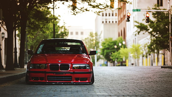 รถ, BMW, ปรับแต่ง, BMW E36, รถสีแดง, วอลล์เปเปอร์ HD HD wallpaper