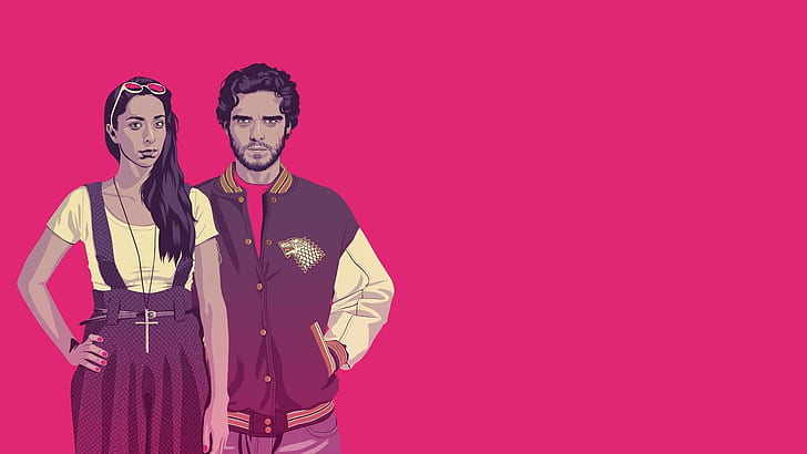 Game of Thrones GTA crossover, man and woman animated illustration, vector, 1920x1080, grand theft auto, game of thrones, robb stark, talisa stark, HD wallpaper
