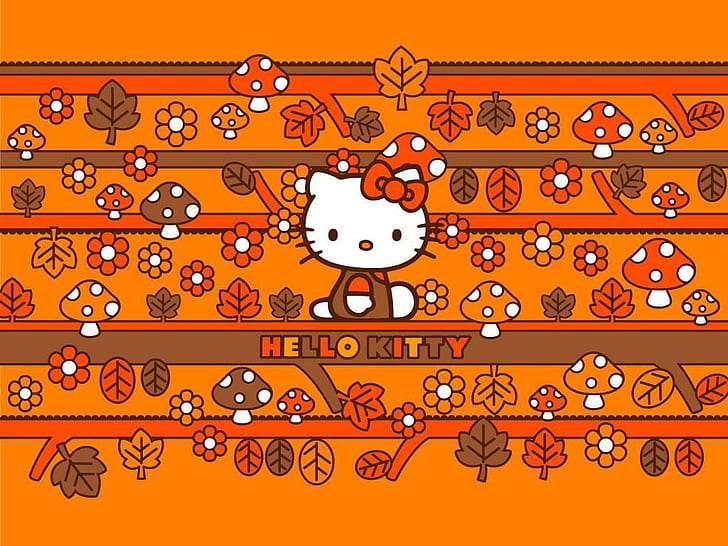 bow cute Hello Kitty Anime Hello Kitty HD Art , cute, Flowers, orange, Hello Kitty, Dress, bow, HD wallpaper