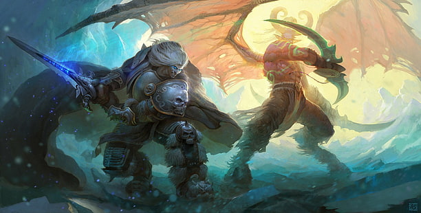 Warcraft, World Of Warcraft, Arthas Menethil, Illidan Stormrage, HD wallpaper HD wallpaper