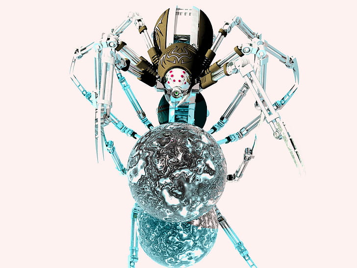 Spidey, laba-laba, putih, scifi, robot, binatang, Wallpaper HD