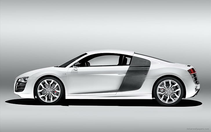 Audi R8 v10 2, белое спортивное купе, audi, автомобили, HD обои