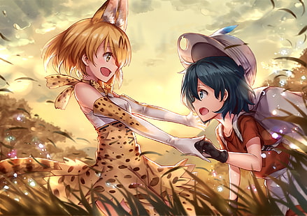 Anime, Kemono Freunde, Kaban (Kemono Freunde), Serval (Kemono Freunde), HD-Hintergrundbild HD wallpaper