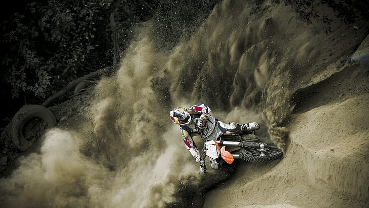 Dirt Bike, Motocross, Dust, dirt bike, motocross, dust, HD wallpaper