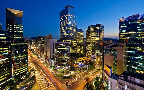 Cenário da cidade de Coreia Seul Fotografia Wallpaper 03, arranha-céu preto, HD papel de parede HD wallpaper