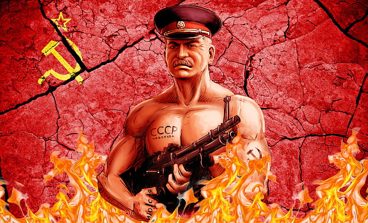Machine gun, USSR, Joseph Stalin, Cap, The Leader Of Communism, HD wallpaper