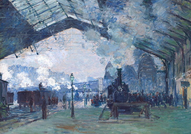 写真、クロード・モネ、ジャンル、The Station Saint-Lazare。ノルマンディーからの列車、 HDデスクトップの壁紙