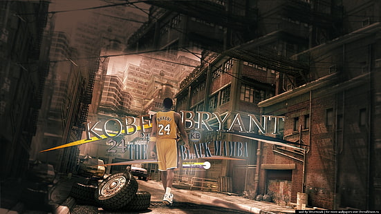 Kobe Bryant тапет, kobe bryant, баскетбол, баскетболист, град, HD тапет HD wallpaper