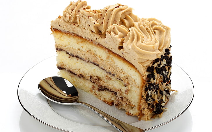 slice caramel cake, cake, dessert, cream, cakes, HD wallpaper