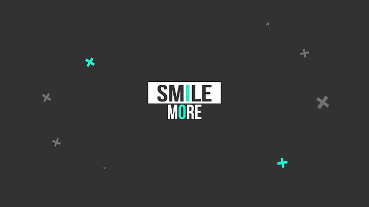 black and teal smile more poster, smiling, happy, minimalism, mint, solid color, HD wallpaper