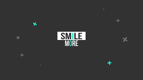 чёрно-бирюзовая улыбка больше плаката, улыбка, счастье, минимализм, мята, сплошной цвет, HD обои HD wallpaper