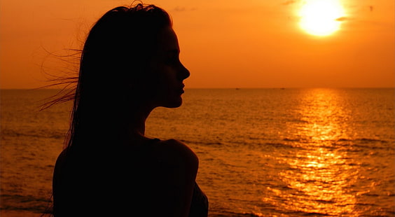 Девушка, женское лицо, Девушки, пляж, солнце, тень, HD обои HD wallpaper