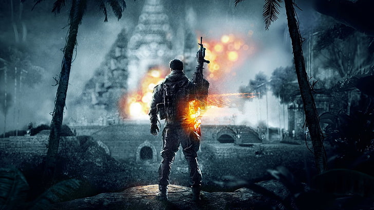 ilustrasi senapan serbu hitam, Battlefield 4, Wallpaper HD