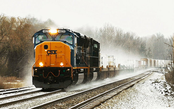 csx, locomotives, railroad, tracks, trains, vehicles, HD wallpaper