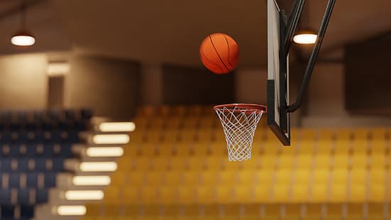 рендер, Blender, баскетбол, баскетболно игрище, HD тапет HD wallpaper