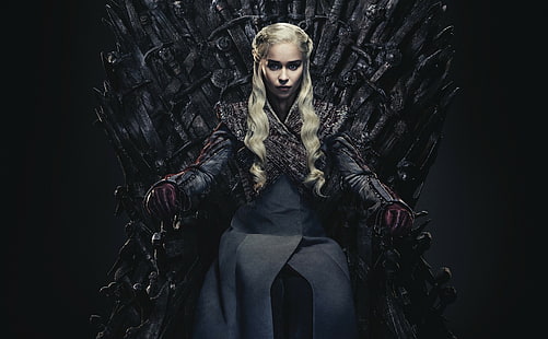 Daenerys Targaryen, Emilia Clarke, Game of Thrones, donne, fantasy girl, serie tv, bionda, Iron Throne, Sfondo HD HD wallpaper