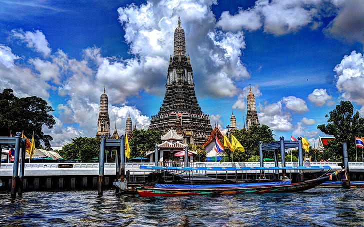 Temple Wat Arun, ancien sanctuaire, Bangkok, Thaïlande, atraction, Fond d'écran HD