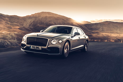 Bentley, Bentley Flying Spur, кола, луксозна кола, сребърна кола, превозно средство, HD тапет HD wallpaper