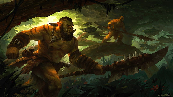 Orc karaktär digital tapet, fantasy konst, World of Warcraft, videospel, HD tapet
