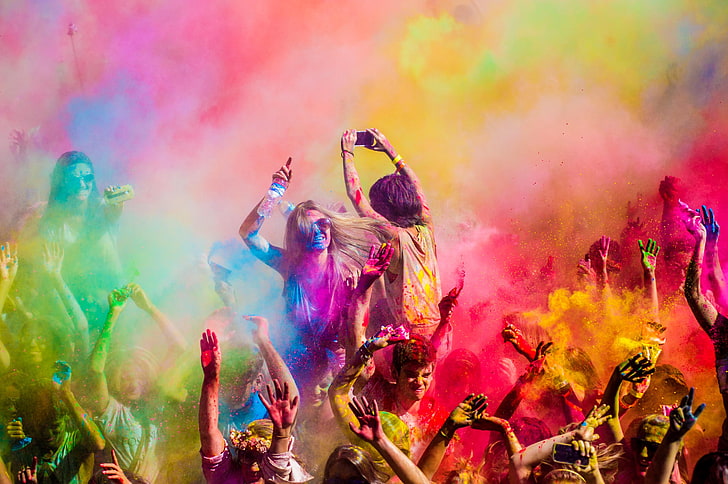 цвят, цветове, фестивал, индуски, холи, празник, Индия, пролет, HD тапет
