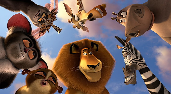 Madagascar 3 animali, personaggi del Madagascar, cartoni animati, Madagascar, animali, Sfondo HD