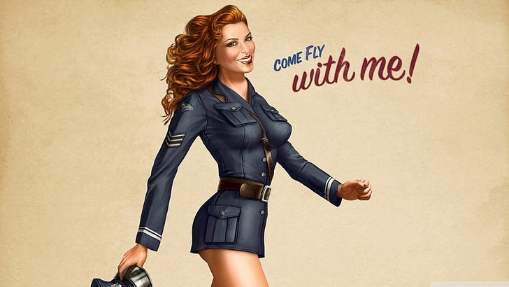 Come Fly with Me! wallpaper, pinup models, HD wallpaper