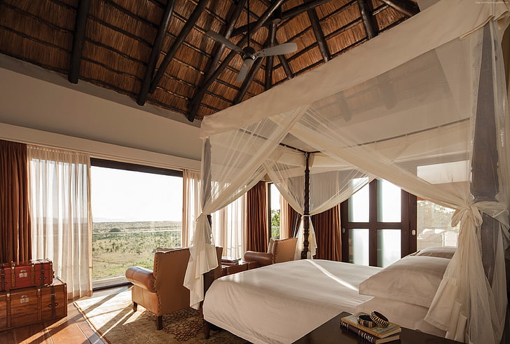 room, booking, Tanzania, bed, Best Hotels of 2015, Four Seasons Safari Lodge Serengeti, HD wallpaper