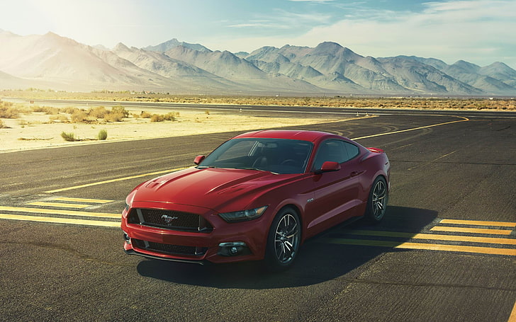 2015 Ford Mustang GT Car HD Wallpaper 06, red Ford Mustang coupe, HD wallpaper