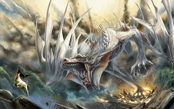 dragão fantasia arte, HD papel de parede