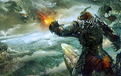 video game wallpaper, guild wars 2, heart of thorns, battle, HD wallpaper HD wallpaper