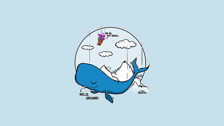 illustration de baleine bleue, Le Guide de l'auto-stoppeur de la galaxie, Fond d'écran HD