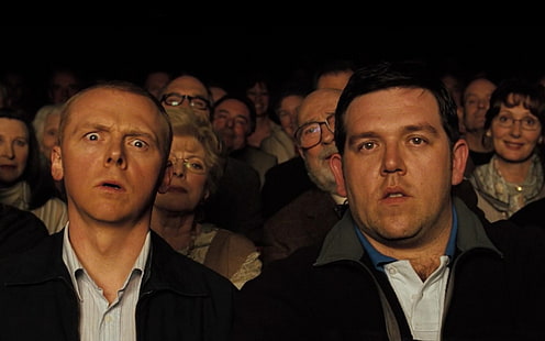 men's white collared top, Nick Frost, Simon Pegg, Hot Fuzz, movies, men, HD wallpaper HD wallpaper