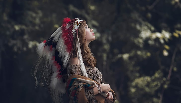 Головной убор, индейская одежда, коренные американцы, женщины, HD обои