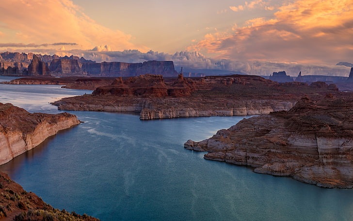 Glen Canyon Lake Powell, body of water wallpaper, Nature, Lake, blue water, landscape, HD wallpaper