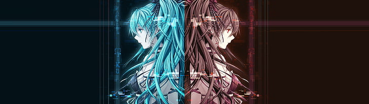 two anime female characters wallpaper, Vocaloid, Hatsune Miku, anime, anime girls, HD wallpaper