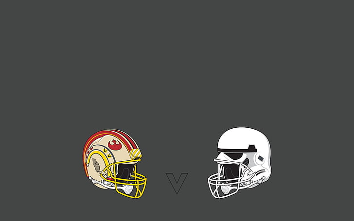 two Rebel Alliance and Stormtrooper NFL helmets, Star Wars, Rebels, stormtrooper, American football, HD wallpaper