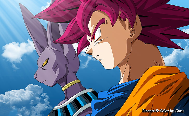 Dragon Ball Super Saiyajin Gott Goku und Beerus, Dragon Ball, Sohn Goku, Dragon Ball Z, Anime, HD-Hintergrundbild