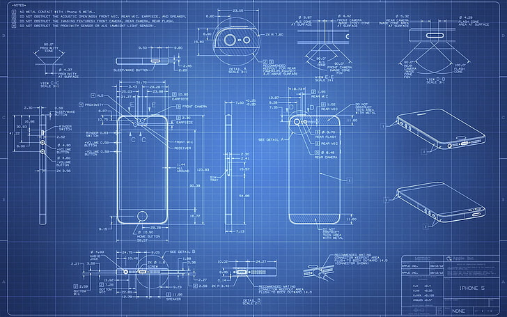 Smartphone-Blaupause, Apfel, Zeichnung, Telefon, iPhone, HD-Hintergrundbild