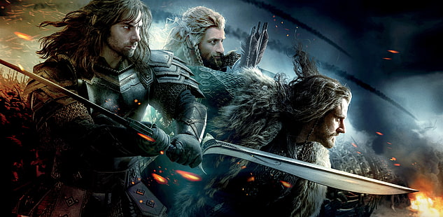 The Lord of The Rings digital wallpaper, movies, The Hobbit, The Hobbit: The Battle of the Five Armies, Thorin Oakenshield, dwarfs, HD wallpaper HD wallpaper