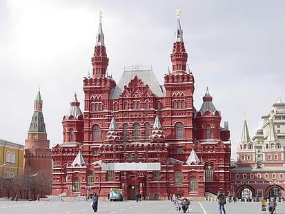 بناء ، مدينة ، كرملين ، موسكو ، أحمر ، روسيا ، مربع، خلفية HD HD wallpaper