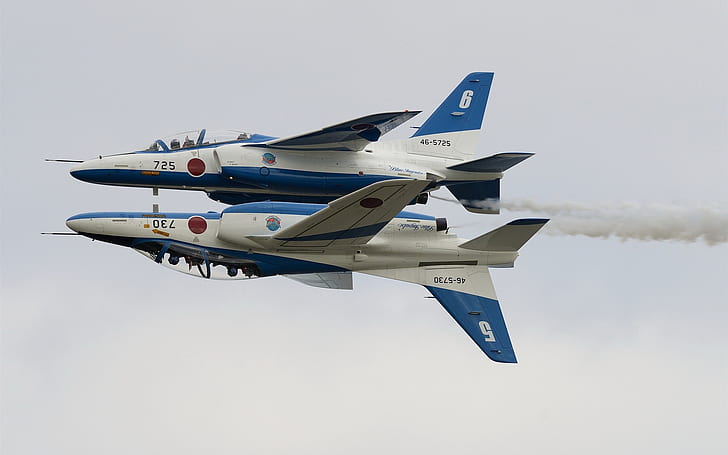 Kawasaki T-4, Blue Impulse, aerobatic group, aircraft, Kawasaki, Blue, Impulse, Aerobatic, Group, Aircraft, HD wallpaper