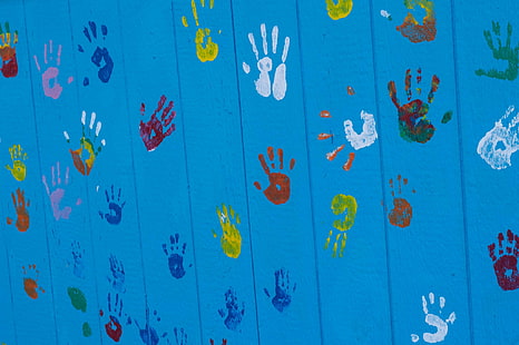Crianças mão pinturas, crianças, mão, pinturas, cores, HD papel de parede HD wallpaper