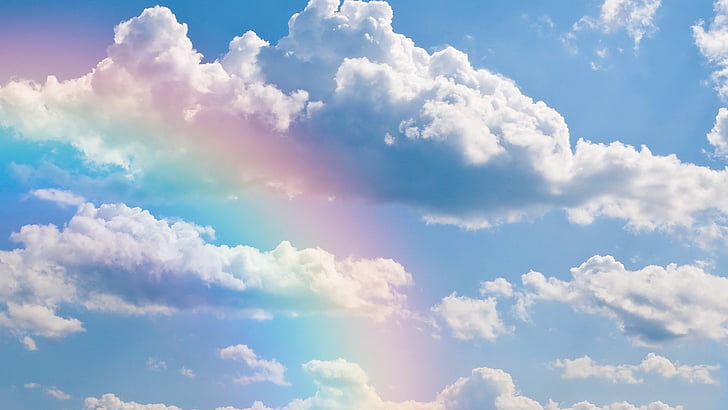 虹、空、雲、雲、ふわふわの雲、太陽、日光、昼間、空、 HDデスクトップの壁紙