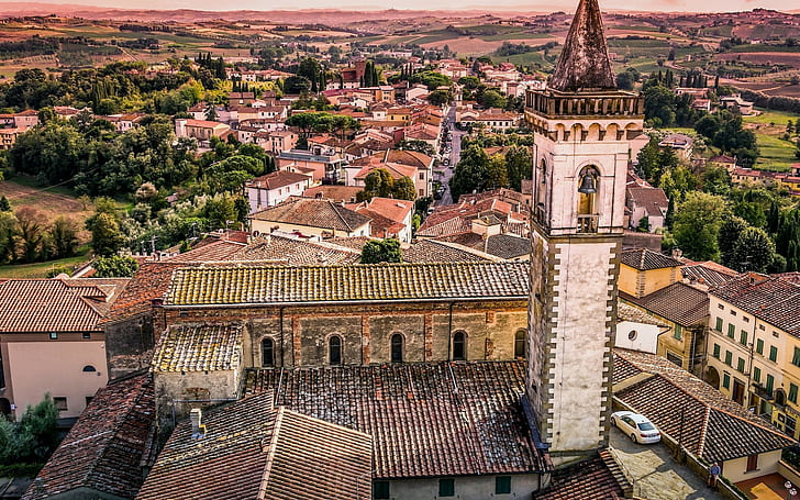 Italia, ciudad, paisaje urbano, iglesia, edificio antiguo, Toscana, Fondo de pantalla HD