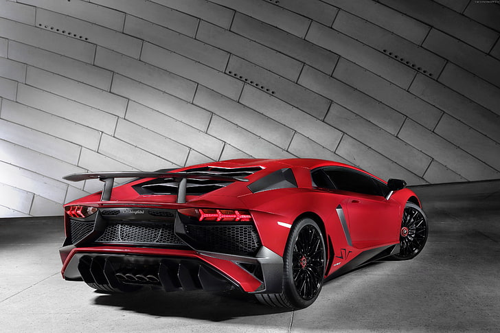 Lamborghini Aventador LP 750, merah, Superveloce, coupe, Wallpaper HD