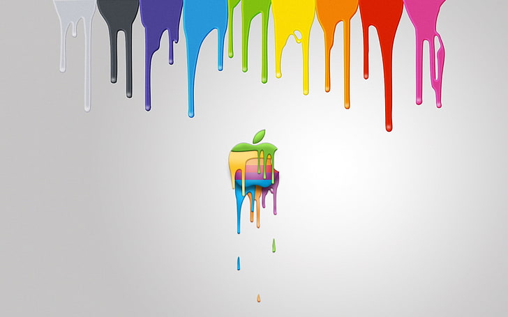 Apple, Mac, Brand, Logo, Colorful, Paint, HD wallpaper