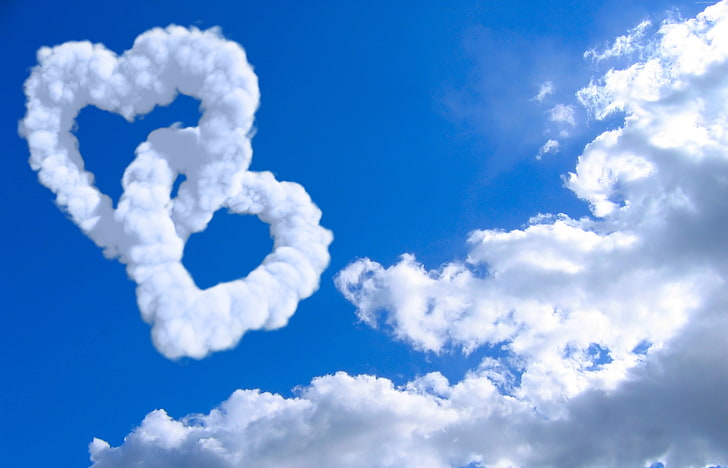 heart, 8k, blue sky, 5k, cloud, 4k, HD wallpaper