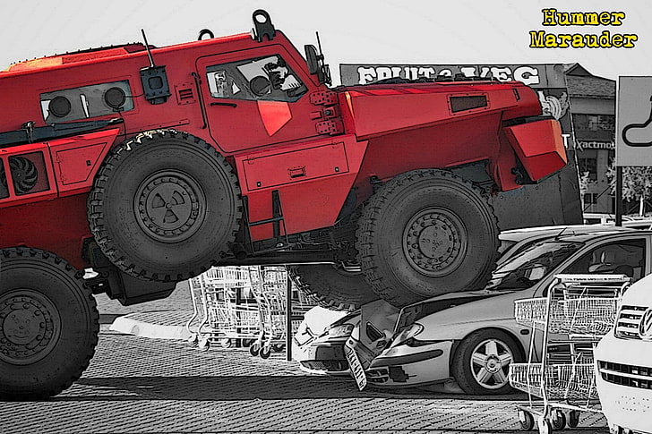 red Hummer Marauder, Marauder, SUV, Top Gear, Renault Sherpa, HD wallpaper